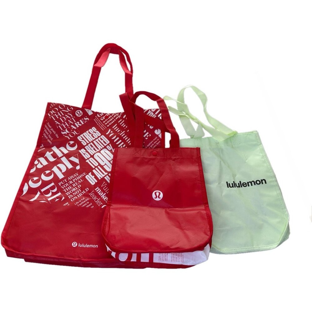 Lululemon Reusable Shopping Bags Lot Of 3 Big Small Black Tote Bags
